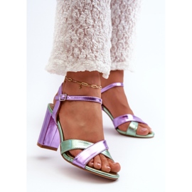 Sandales à talons hauts en cuir écologique, violet Abilica 2