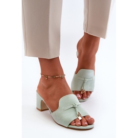 Tongs Pour Femmes Avec Talons Hauts En Daim Eco, Menthe Jemenna vert 4