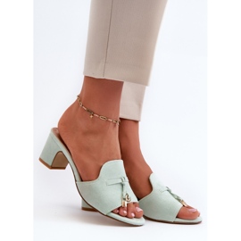 Tongs Pour Femmes Avec Talons Hauts En Daim Eco, Menthe Jemenna vert 1