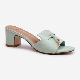 Tongs Pour Femmes Avec Talons Hauts En Daim Eco, Menthe Jemenna vert 3