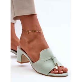 Tongs Pour Femmes Avec Talons Hauts En Daim Eco, Menthe Jemenna vert 5