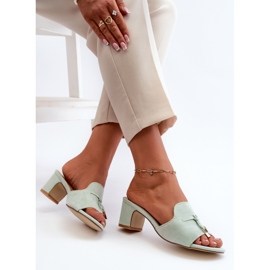 Tongs Pour Femmes Avec Talons Hauts En Daim Eco, Menthe Jemenna vert 6
