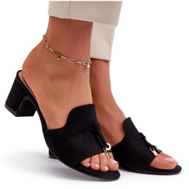 Tongs Pour Femmes Avec Talons Hauts En Daim Eco, Noir Jemenna le noir 8