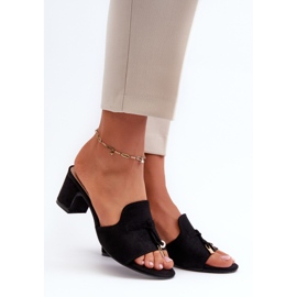 Tongs Pour Femmes Avec Talons Hauts En Daim Eco, Noir Jemenna le noir 1