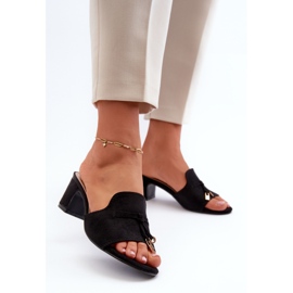 Tongs Pour Femmes Avec Talons Hauts En Daim Eco, Noir Jemenna le noir 2