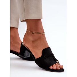 Tongs Pour Femmes Avec Talons Hauts En Daim Eco, Noir Jemenna le noir 5