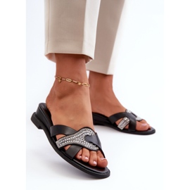 Tongs compensées pour femmes avec décoration, noir Asysa le noir 2