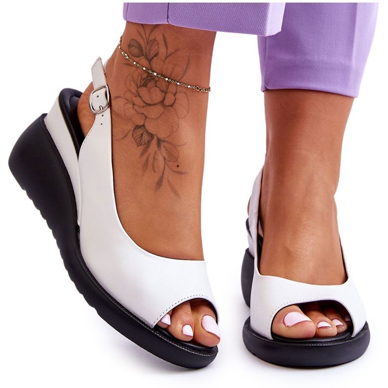 Sandales féminines sur coin Sergio Leone SK853 White blanche 4 Sandales féminines sur coin Sergio Leone SK853 White blanche 4
