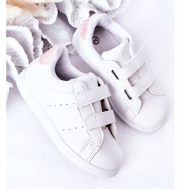 Baskets pour enfants avec velcro blanc et rose blanche 4