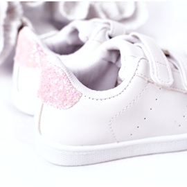 Baskets pour enfants avec velcro blanc et rose 3