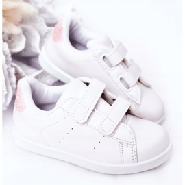 Baskets pour enfants avec velcro blanc et rose blanche 2