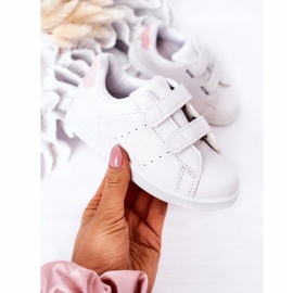 Baskets pour enfants avec velcro blanc et rose blanche 1