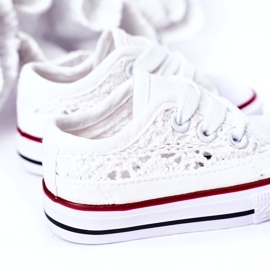Baskets pour enfants avec dentelle, blanc blanche 2