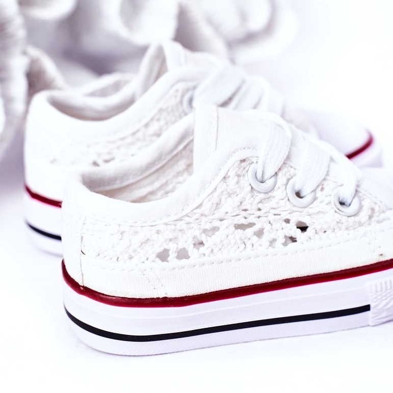 Baskets pour enfants avec dentelle, blanc 2