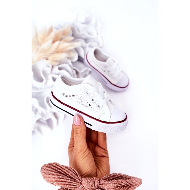 Baskets pour enfants avec dentelle, blanc 3