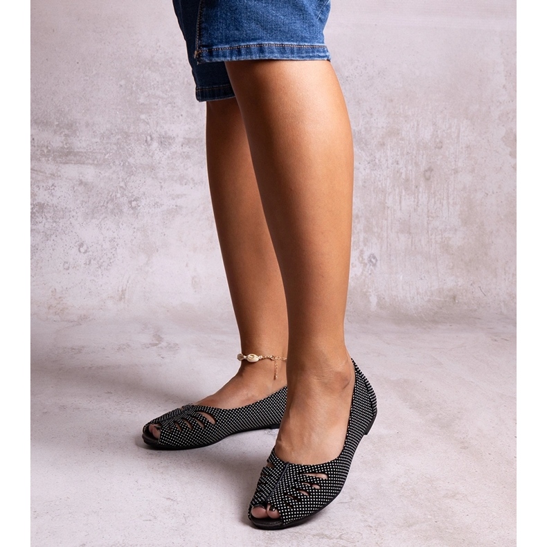 Ballerines noires à pois et découpe Laforge le noir 1