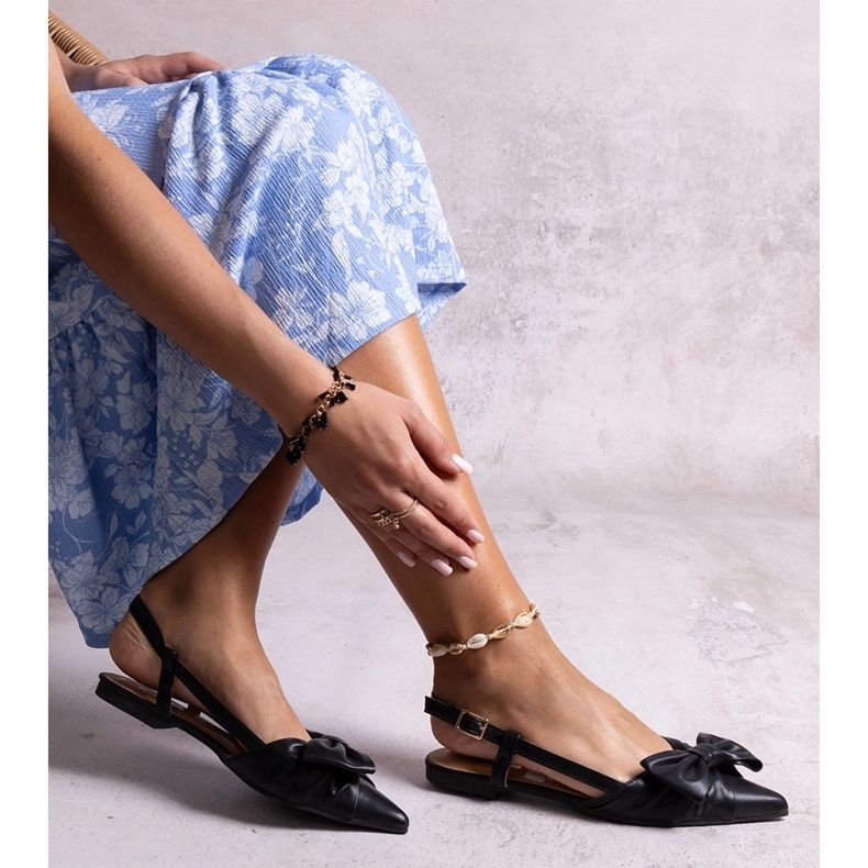 Ballerines à bout pointu et nœud Barira le noir 1