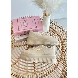 Baskets beiges Christin pour femmes en cuir écologique sur une plateforme massive 1