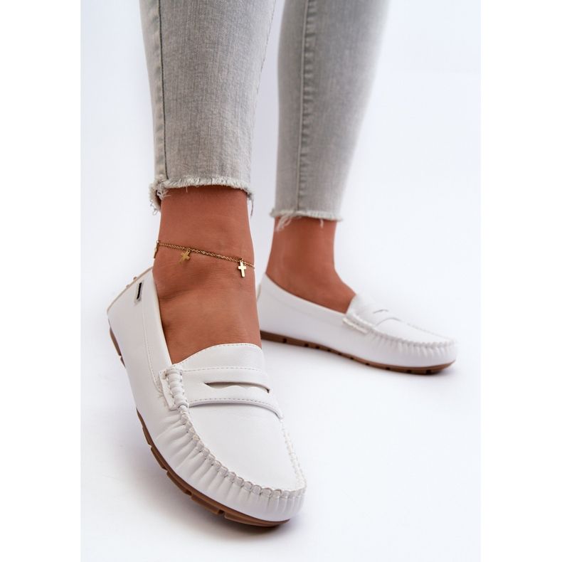 Mocassins en cuir écologique pour femmes, blanc Rerteria 2