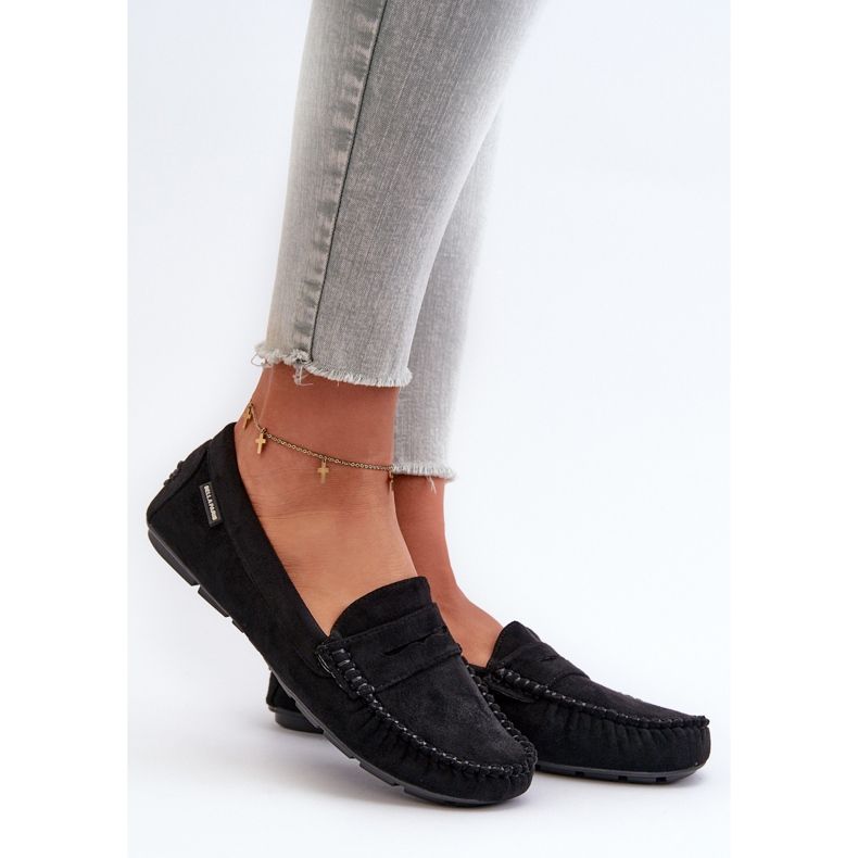 Mocassins Pour Femmes En Eco Daim Noir Rerceria le noir 1