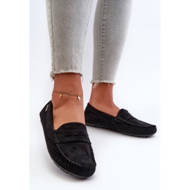 Mocassins Pour Femmes En Eco Daim Noir Rerceria le noir 2