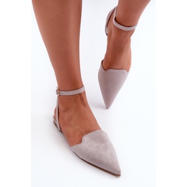 Ballerines à lacets en daim écologique avec bouts pointus, gris Ellesara 5