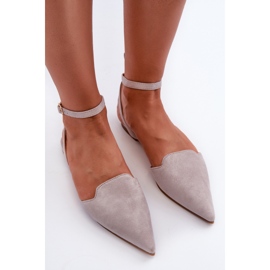 Ballerines à lacets en daim écologique avec bouts pointus, gris Ellesara 6