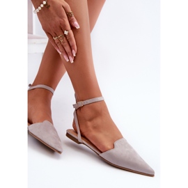 Ballerines à lacets en daim écologique avec bouts pointus, gris Ellesara 7