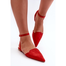 Ballerines à lacets en daim écologique avec bouts pointus, rouge Ellesara 6