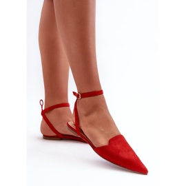 Ballerines à lacets en daim écologique avec bouts pointus, rouge Ellesara 7