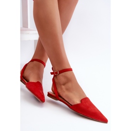 Ballerines à lacets en daim écologique avec bouts pointus, rouge Ellesara 8