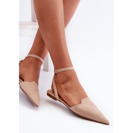 Ballerines beiges à lacets en daim écologique à bouts pointus Ellesara 9