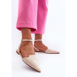 Ballerines à Lacets En Daim Eco à Bouts Pointus Beige Clair Ellesara 1