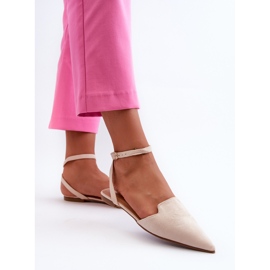 Ballerines à Lacets En Daim Eco à Bouts Pointus Beige Clair Ellesara 4
