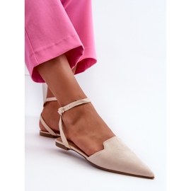 Ballerines à Lacets En Daim Eco à Bouts Pointus Beige Clair Ellesara 5