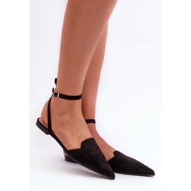 Ballerines à lacets en daim écologique avec bouts pointus, noir Ellesara le noir 1