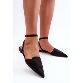 Ballerines à lacets en daim écologique avec bouts pointus, noir Ellesara le noir 4