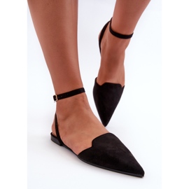 Ballerines à lacets en daim écologique avec bouts pointus, noir Ellesara le noir 5