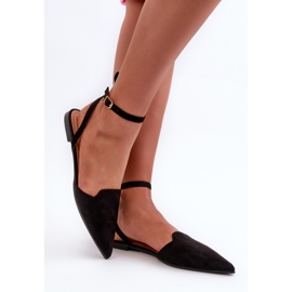Ballerines à lacets en daim écologique avec bouts pointus, noir Ellesara le noir 6