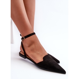 Ballerines à lacets en daim écologique avec bouts pointus, noir Ellesara le noir 8