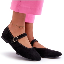 Ballerines en suède écologique, fermées par une boucle, noir Anlofi le noir 8
