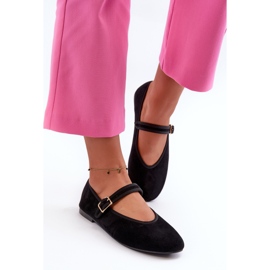 Ballerines en suède écologique, fermées par une boucle, noir Anlofi le noir 4