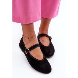 Ballerines en suède écologique, fermées par une boucle, noir Anlofi le noir 5