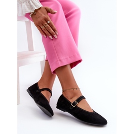 Ballerines en suède écologique, fermées par une boucle, noir Anlofi le noir 6