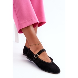 Ballerines en suède écologique, fermées par une boucle, noir Anlofi le noir 7