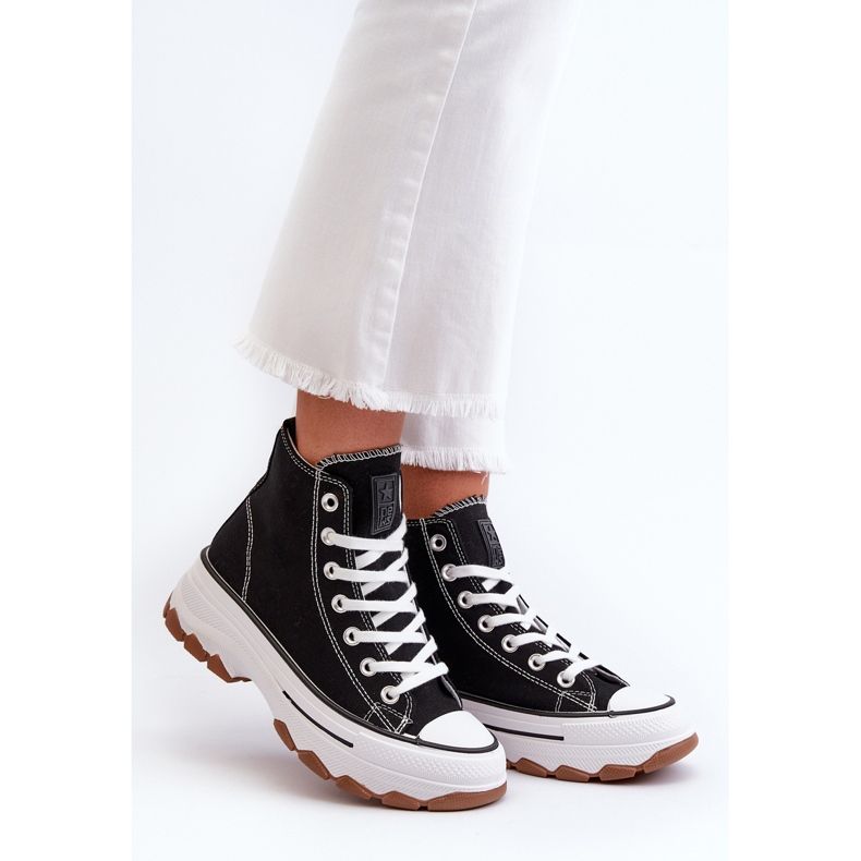 Baskets Hautes Plateformes Femme Noir Valvia 1