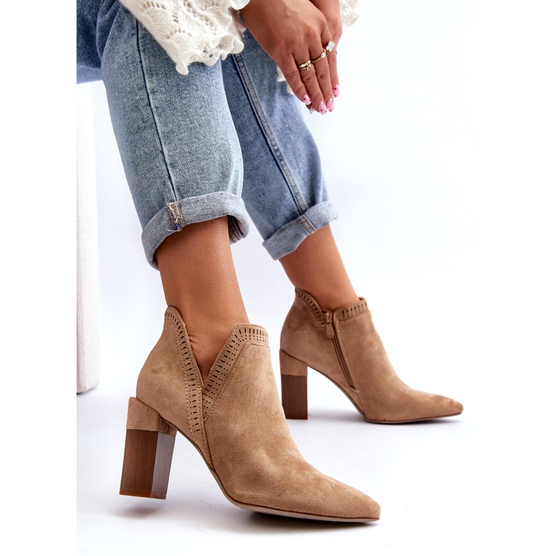 Bella Paris Bottines beiges à motif ajouré 4