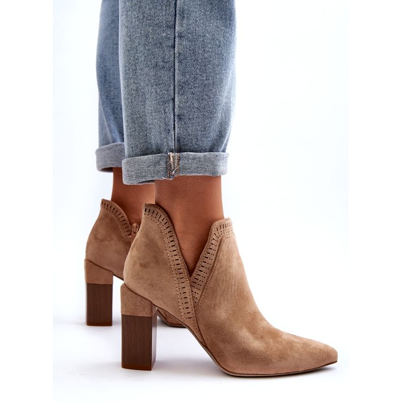 Bella Paris Bottines beiges à motif ajouré 3