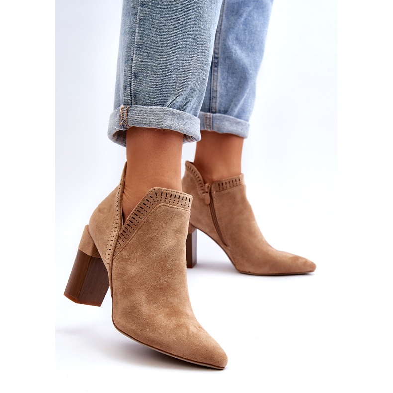 Bella Paris Bottines beiges à motif ajouré 2