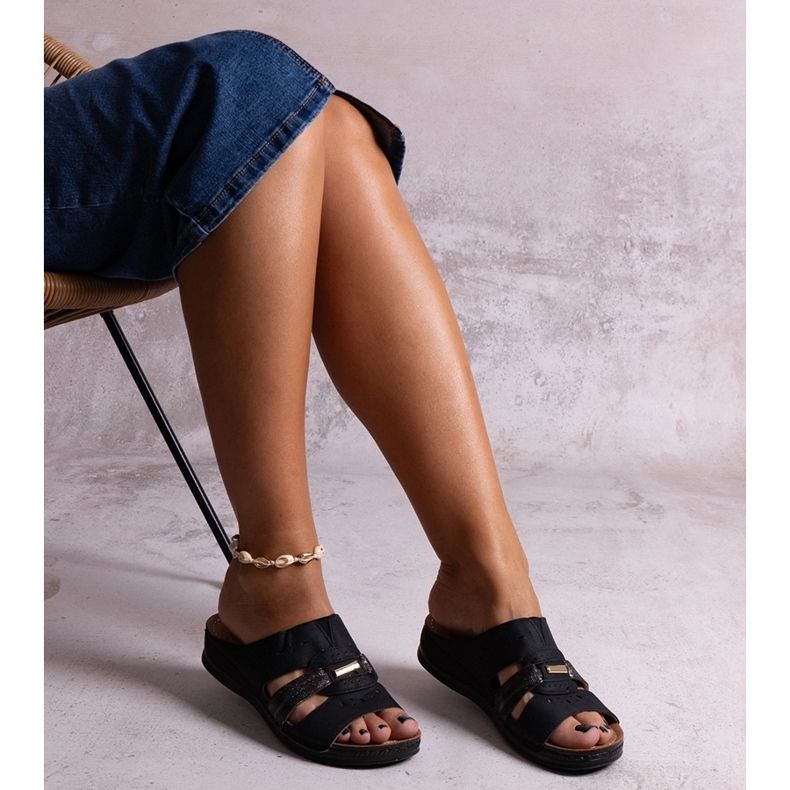 Tongs classiques Karime noires le noir 1